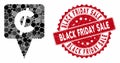 Mosaic Cent Map Pointer with Grunge Black Friday Sale Seal