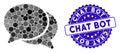 Mosaic Chat Icon with Grunge Chat Bot Stamp