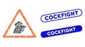 Mosaic Chicken Warning Icon with Coronavirus Grunge Cockfight Seal