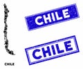 Mosaic Chile Map and Distress Rectangle Stamps
