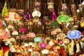 Mosaic colorful Ottoman lamps from Grand Bazaar in Istanbul, Turkey. Lanterns market in Istanbul