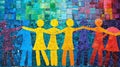 The mosaic combines diverse human figures, each unique in color and shape, to form a powerful symbol of inclusion and