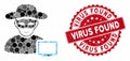 Mosaic Computer Hacker with Distress Virus Found Stamp