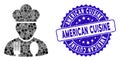 Mosaic Cook Profession Icon with Distress American Cuisine Seal