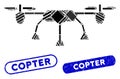 Rectangle Collage Copter with Textured Copter Stamps
