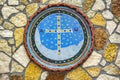 Mosaic of Cross outside St Cyprian Monastery, a Greek Orthodox monastery in Attica, Greece Royalty Free Stock Photo