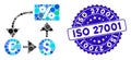 Mosaic Currency Cashflow Icon with Grunge ISO 27001 Seal