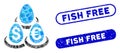 Rectangle Mosaic Currency Deposits with Textured Fish Free Stamps