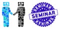 Mosaic Cyborg Meeting Icon with Textured Seminar Seal