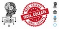 Mosaic Cyborg Server Node Icon with Grunge India, Kolkata Stamp