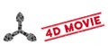 3D Axis Arrows Mosaic and Distress 4D Movie Stamp Seal with Lines