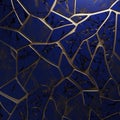 Mosaic. 3d luxury Cobalt blue marbled abstract background with gold lines. Marble mosaic, stone texture, jasper. Ornamental