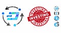 Mosaic Dash Turnover Icon with Grunge Investing Stamp