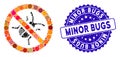 Mosaic Debugger Icon with Distress Minor Bugs Stamp Royalty Free Stock Photo