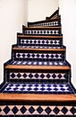 Mosaic decorated stairwell in a Moroccan riad in Fes Royalty Free Stock Photo