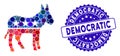 Mosaic Democratic Donkey Icon with Grunge Democratic Stamp