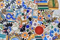 Mosaic detail in Guell park in Barcelona