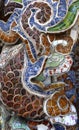 Mosaic details in the Vietnamese Ve Chai Pagoda. Linh Phuoc Pagoda or the Ve Chai Pagoda - a Buddhist dragon temple in the city of