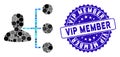 Mosaic Distributor Icon with Textured Vip Member Stamp Royalty Free Stock Photo