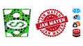 Mosaic Dollar Banknote Icon with Textured Jan Mayen Stamp