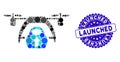 Collage Drone Loading Icon with Grunge Launched Seal