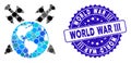 Mosaic Earth Swords Icon with Grunge World War Iii Seal Royalty Free Stock Photo