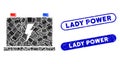 Rectangle Mosaic Electric Battery with Scratched Lady Power Stamps Royalty Free Stock Photo