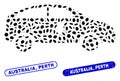 Ellipse Mosaic Electric Car with Textured Australia, Perth Stamps