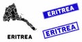 Mosaic Eritrea Map and Grunge Rectangle Seals