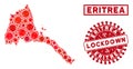 Mosaic Eritrea Map and Scratched Lockdown Watermarks