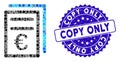 Mosaic Euro Invoices Icon with Textured Copy Only Stamp
