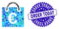 Mosaic Euro Shopping Bag Icon with Grunge Order Today Stamp Royalty Free Stock Photo