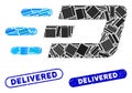 Rectangle Mosaic Fast Send Dash with Scratched Delivered Stamps