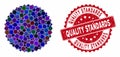 Mosaic Filled Rosette Seal with Grunge Quality Standards Seal