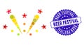 Mosaic Fireworks Explosion Icon with Scratched Beer Festival Seal