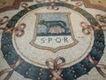 Mosais tiles on the floor of the Vittorio Emanuele shopping arcade in Milan Royalty Free Stock Photo