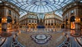 Mosaic Floor and Glass Dome in Galleria Vittorio Emanuele II in Royalty Free Stock Photo