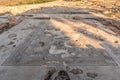 Mosaic floor of the large public building used as a market at Tzipori National Park Royalty Free Stock Photo