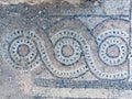 Mosaic on the floor of the ruins of the 5th century Church Royalty Free Stock Photo