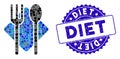 Collage Fork and Spoon Icon with Grunge Diet Stamp