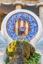 Mosaic fountain in Park Guell. Mosaic sculpture in the Parc GÃÂ¼ell designed by Antoni GaudÃÂ­ located on Carmel Hill, Barcelona, Royalty Free Stock Photo