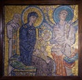Mosaic fragment of an Adoration of the Magi. The Basilica of Saint Mary in Cosmedin. Rome, Italy Royalty Free Stock Photo