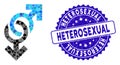 Mosaic Gay Symbol Icon with Distress Heterosexual Seal Royalty Free Stock Photo