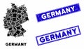 Mosaic Germany Map and Distress Rectangle Stamp Seals