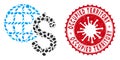 Mosaic Global Economics Icon with Coronavirus Textured Occupied Territory Stamp