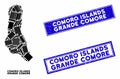 Mosaic Grande Comore Island Map and Scratched Rectangle Seals