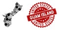 Mosaic Guam Island Map and Grunge Round Seal
