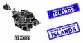 Mosaic Heard and McDonald Islands Map and Distress Rectangle Stamp Seals