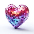 Heart with colorful mosaic neon on white background Royalty Free Stock Photo