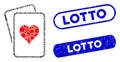 Rectangle Mosaic Hearts Gambling Cards with Distress Lotto Stamps